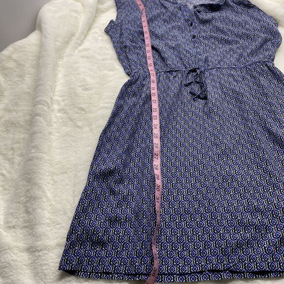 LOFT Ann Taylor Blue Geometric Medallion Dress M Sleeveless Mod Boho Mini - Picture 6 of 6